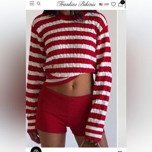 Frankies bikinis Varsity Cable Knit Sweater